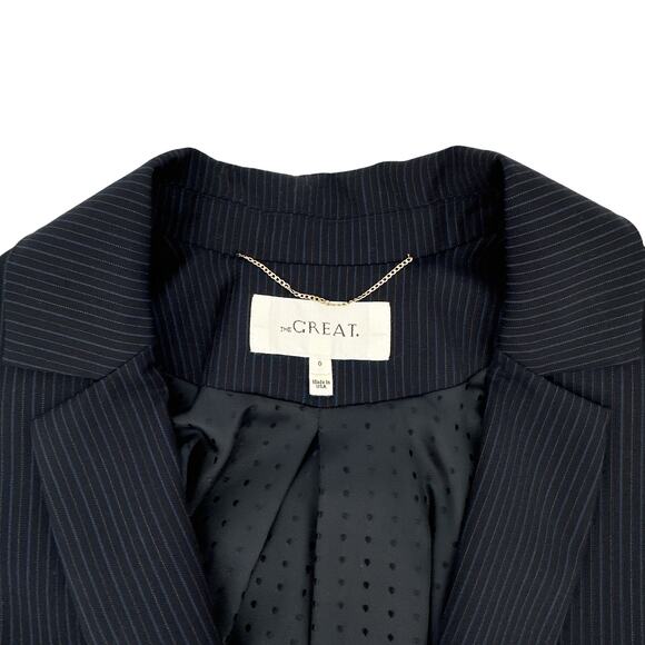 THE GREAT. The Swing Blazer in Navy Stripe 0|XS - Picture 6 of 13
